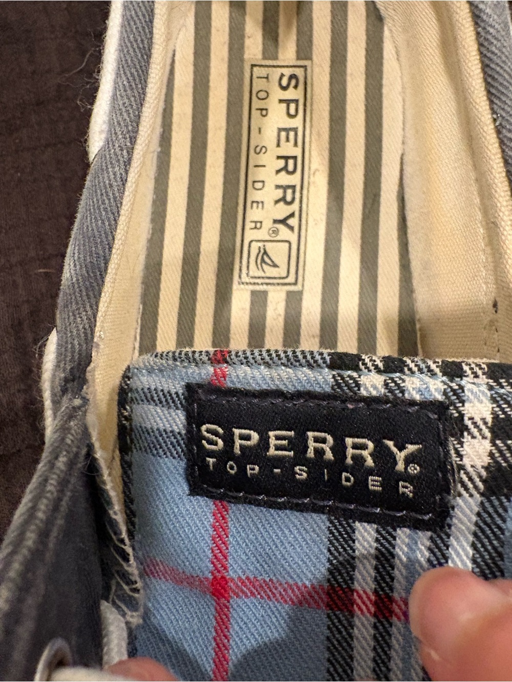 Women Sperry Top Slider  Blue Plaid Boat Shoes- Size 6 - Picture 2 of 10
